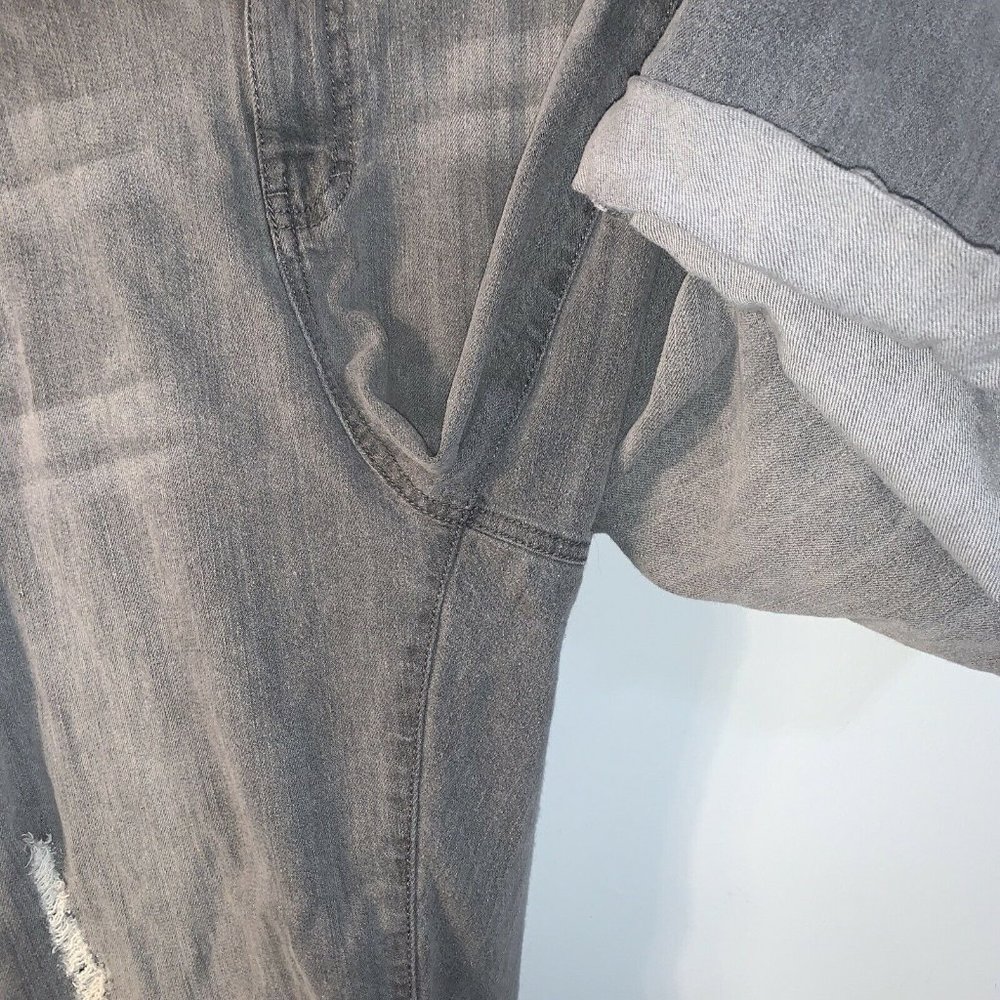 Distressed Evolution Baggy Hip Hop Woman Gray Denim Jeans Half Length 18W - Picture 5 of 8